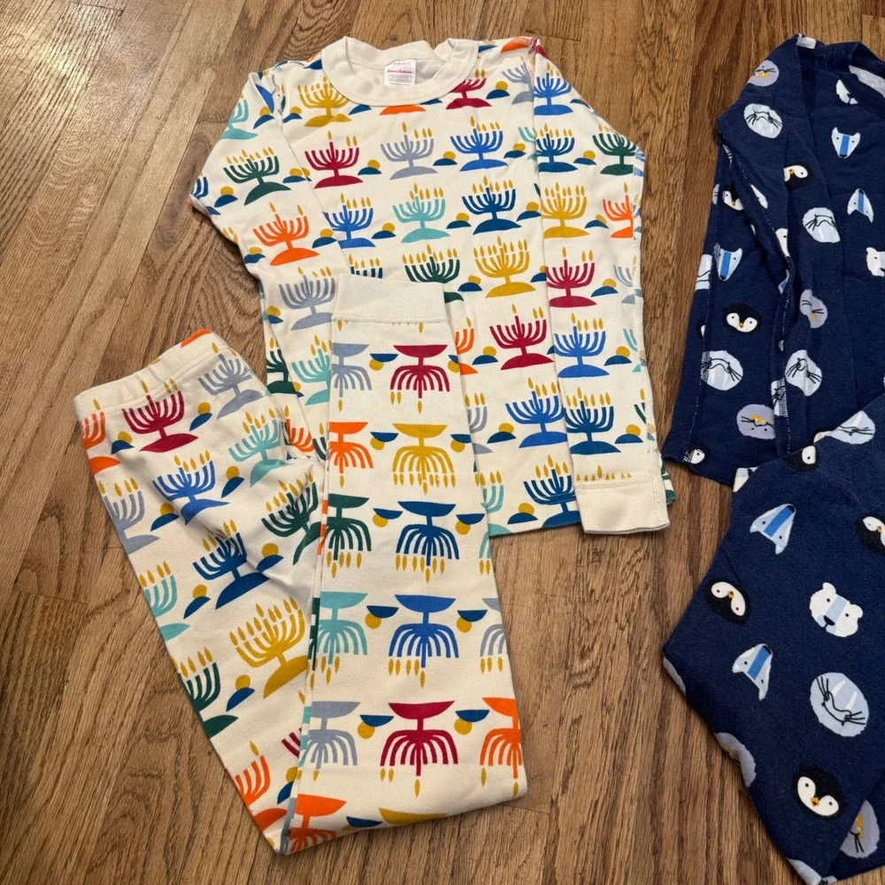 Hanna Andersson Kids 10 Organic Cotton Pajamas Set Hanukkah Arctic Animals 140cm